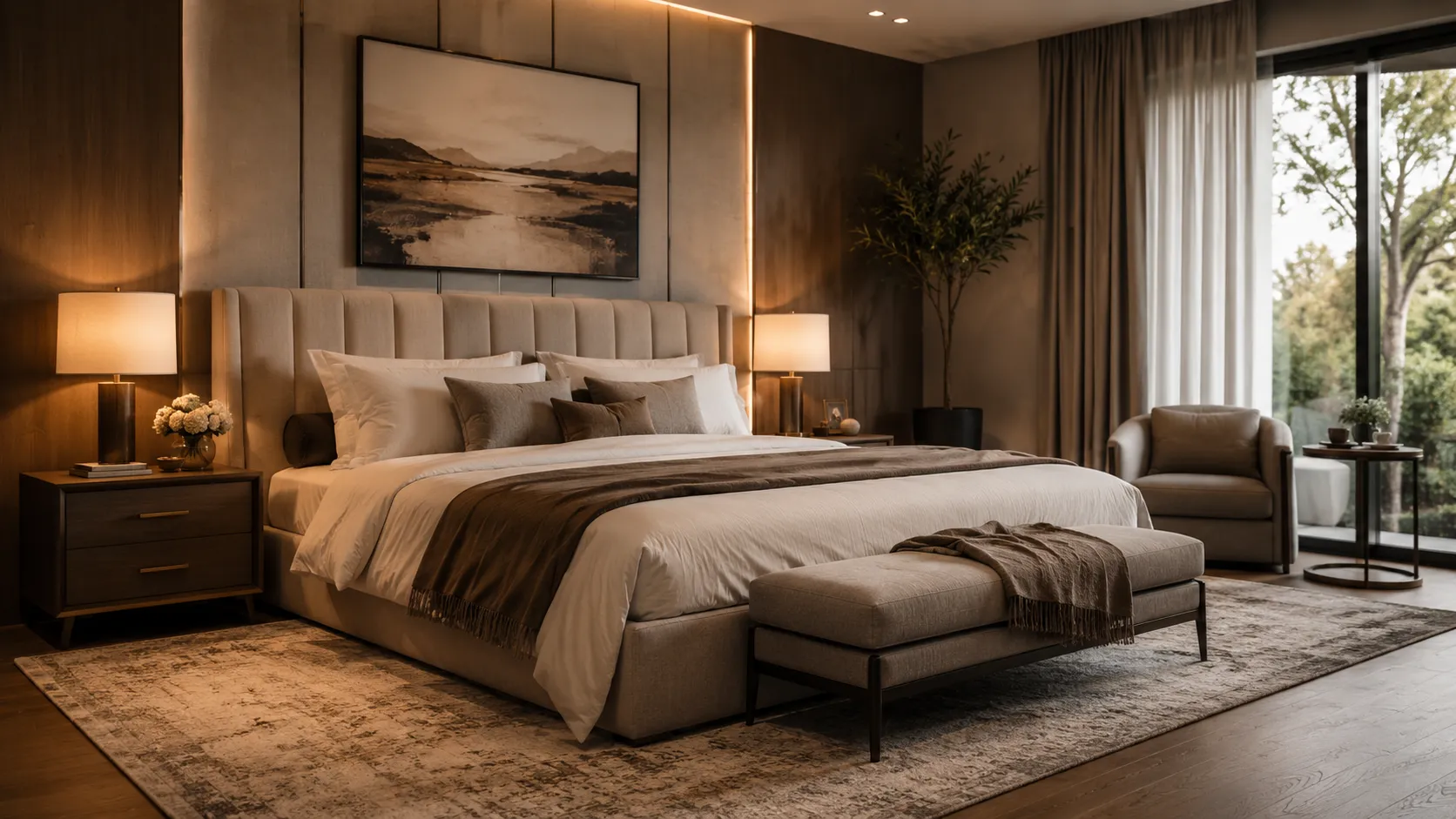 Unfinished room and the same room furnished